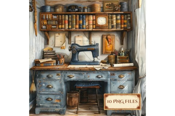 Download Vintage Sewing Room Scrapbook Background - Premium Resources